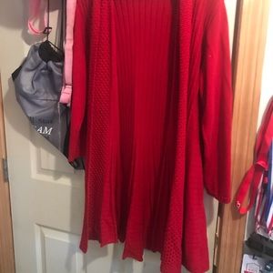 Red cardigan sweater
